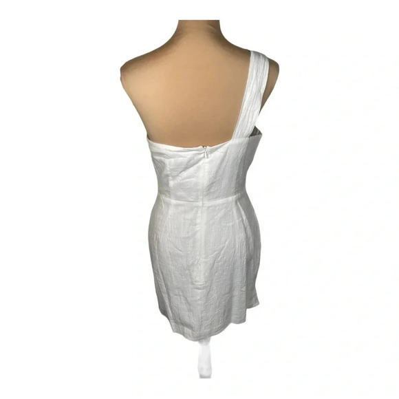 SOLD RUNAWAY Tighan One Shoulder White Mini Dress-Large - Picture 5 of 10